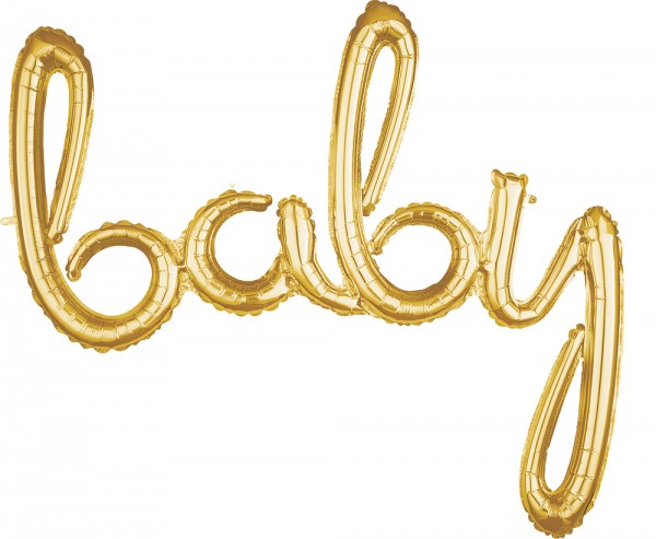 Folienballon zum Aufhängen Schriftzug - Script Phase - Geburt Taufe - Baby gold